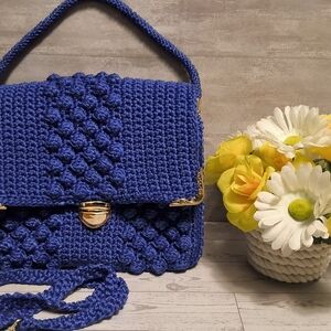 Elegant Blue Handcrafted Women's Bag